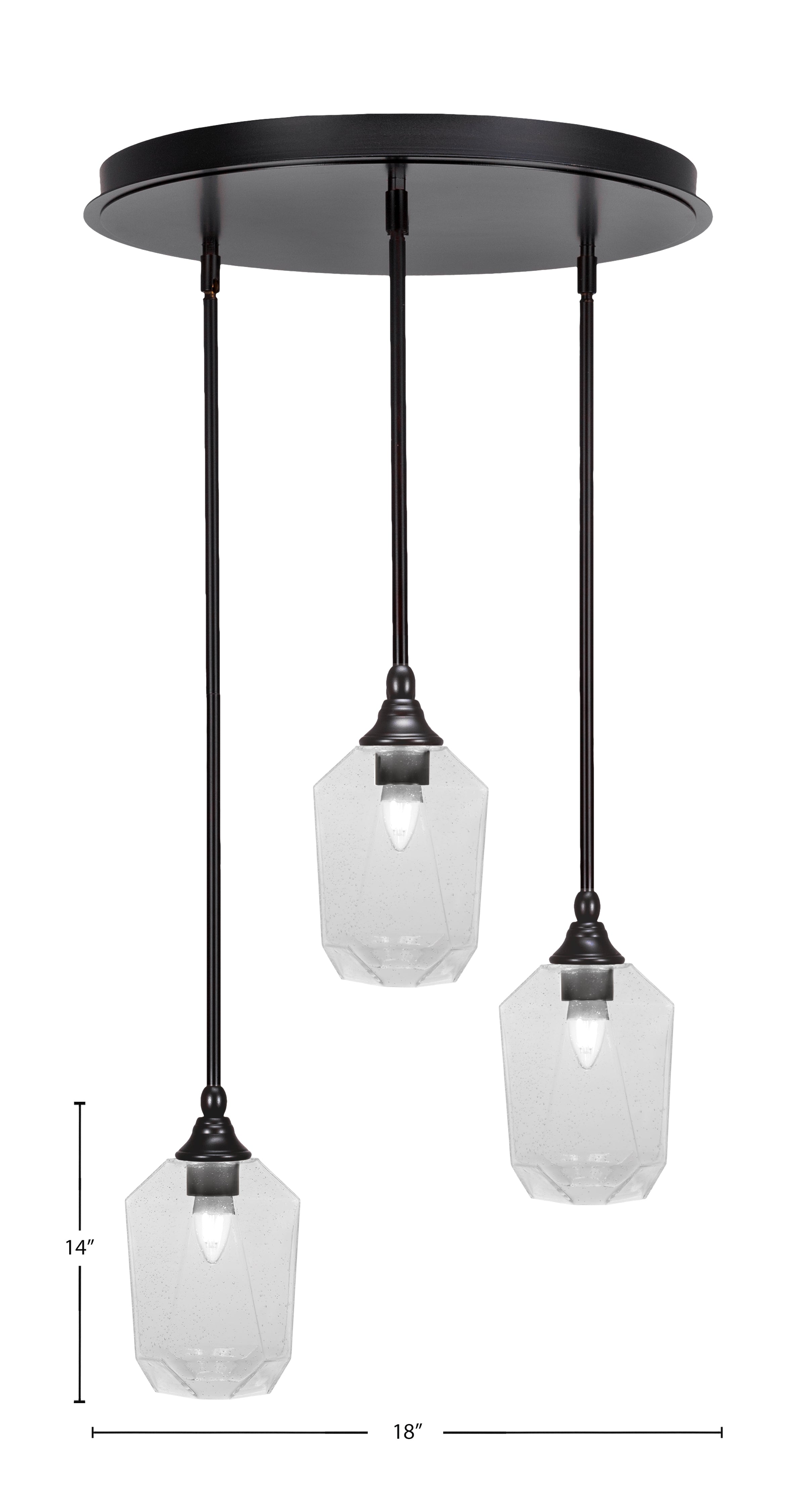 Empire Three Light Pendalier in Espresso with 6.25" Clear Bubble Shade