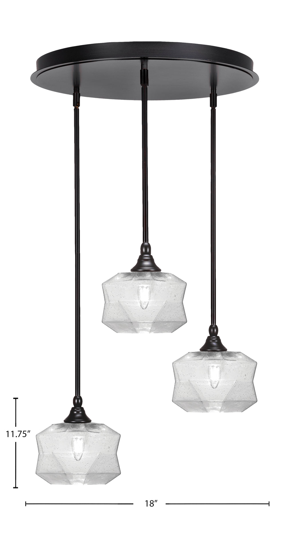 Empire Three Light Pendalier in Espresso with 8.75" Clear Bubble Shade