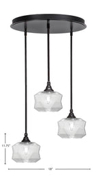 Empire Three Light Pendalier in Espresso with 8.75" Clear Bubble Shade