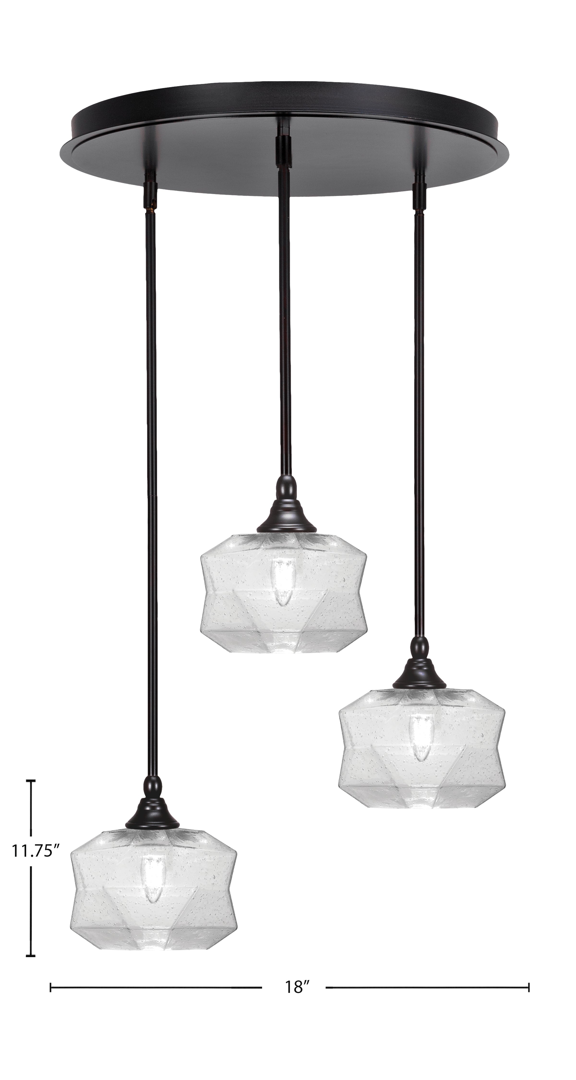 Empire Three Light Pendalier in Espresso with 8.75" Clear Bubble Shade