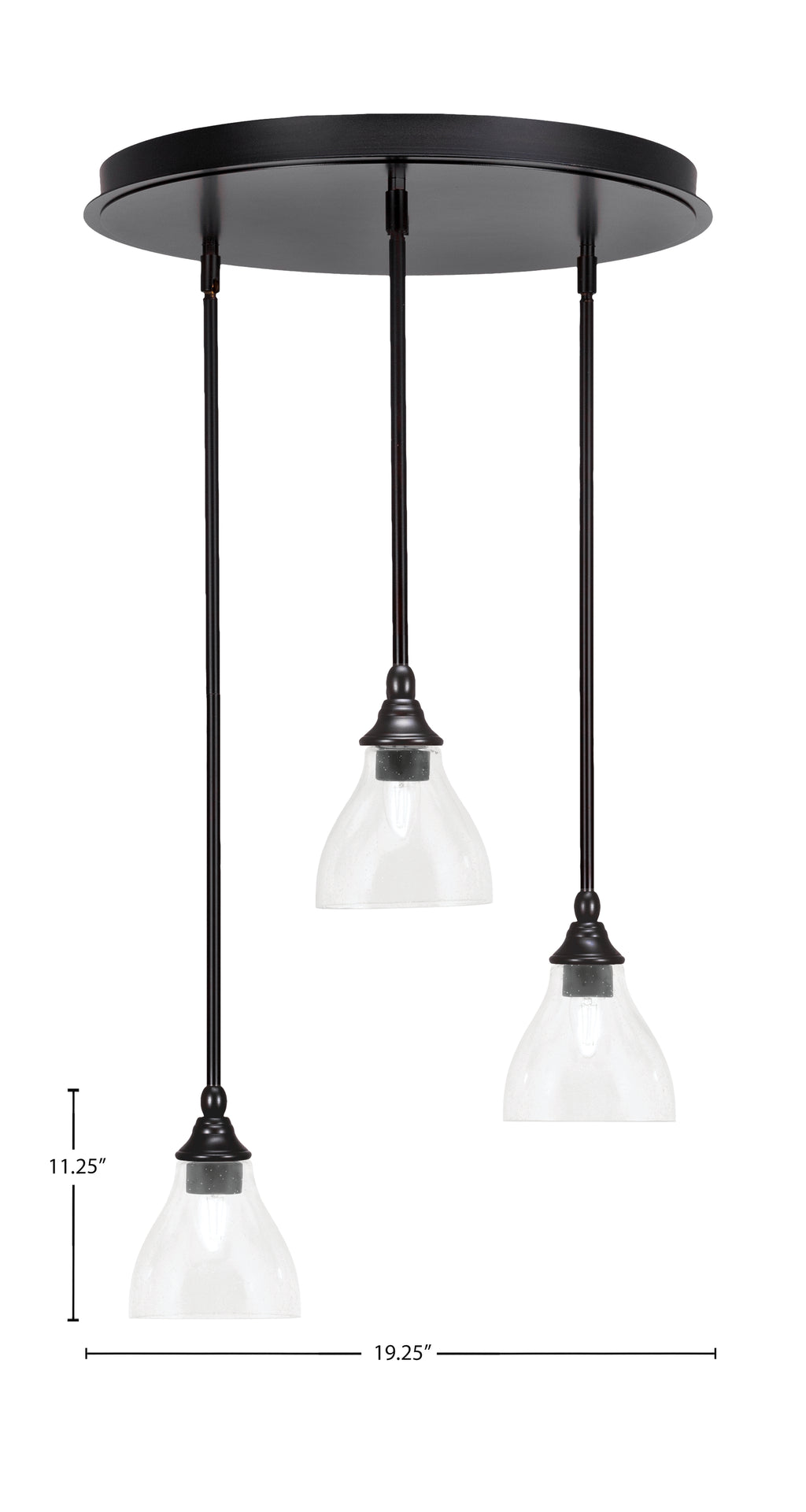 Empire Three Light Pendalier in Espresso with 6.25" Clear Bubble Shade