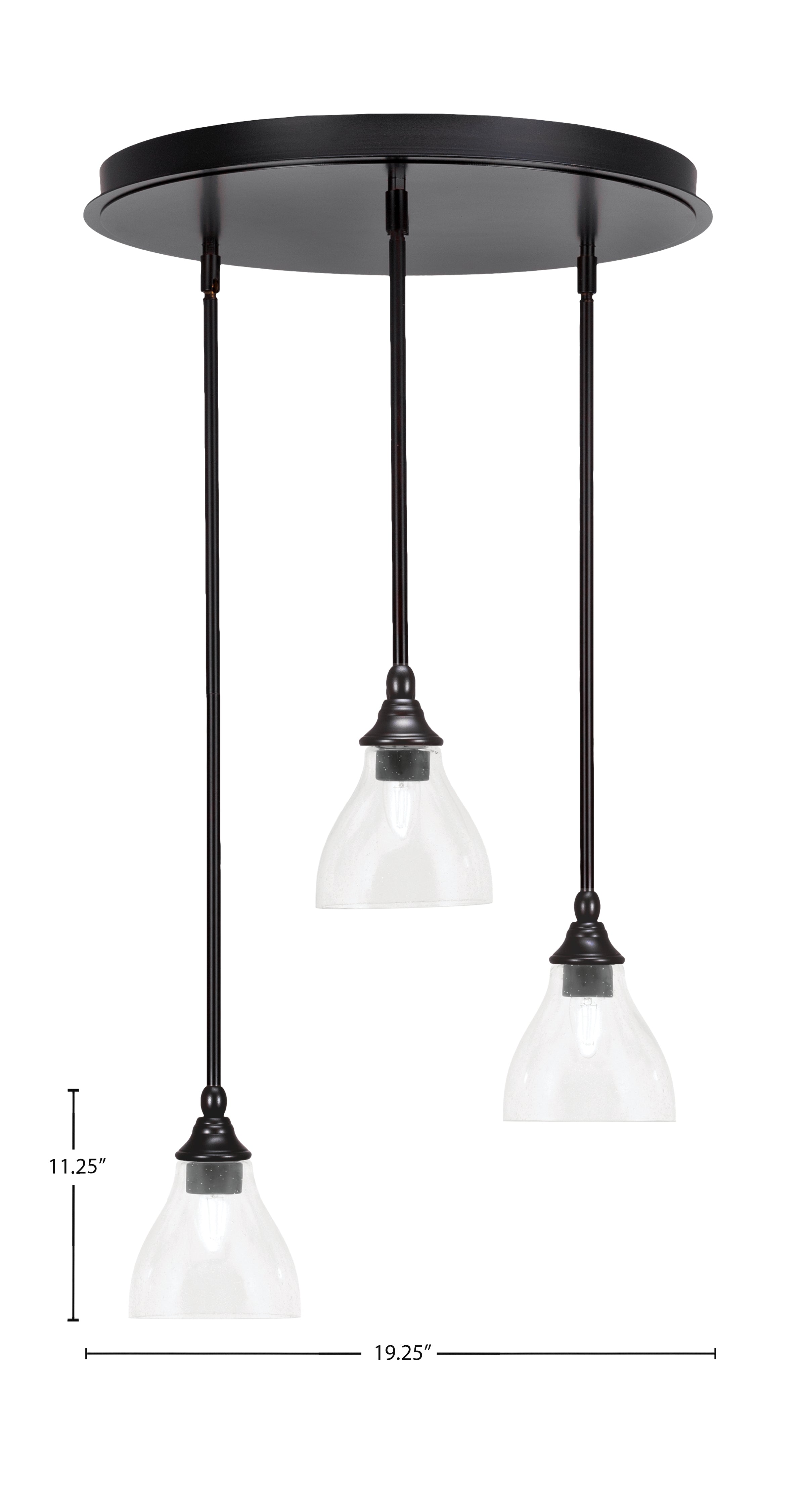 Empire Three Light Pendalier in Espresso with 6.25" Clear Bubble Shade