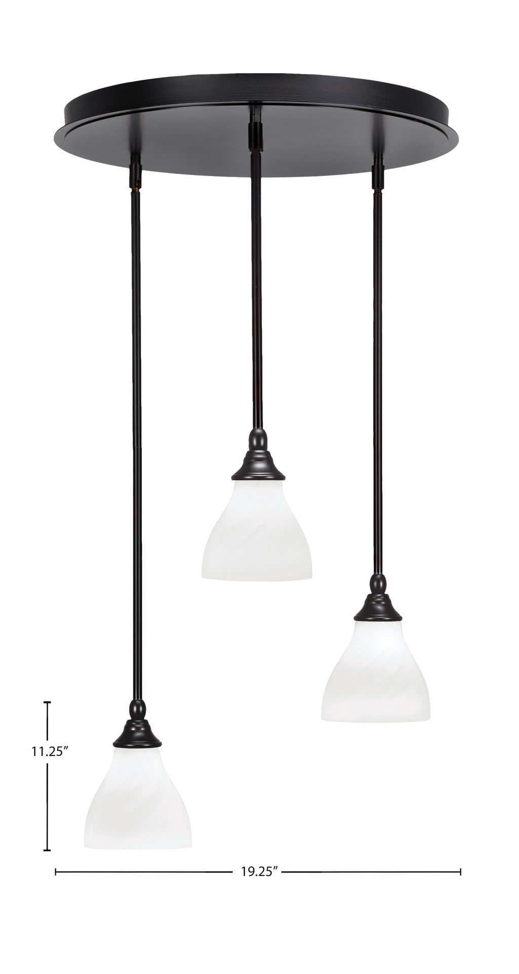 Empire Three Light Pendalier in Espresso with 6.25" White Marble Shade