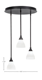 Empire Three Light Pendalier in Espresso with 6.25" White Marble Shade