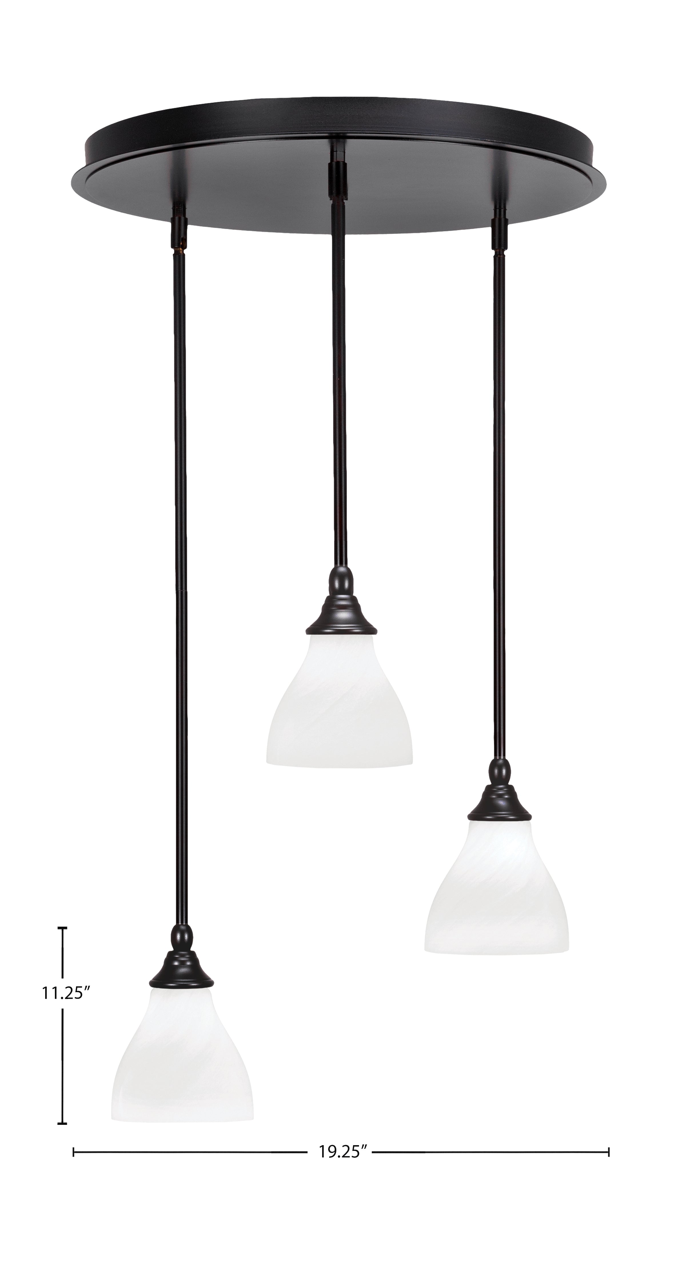 Empire Three Light Pendalier in Espresso with 6.25" White Marble Shade