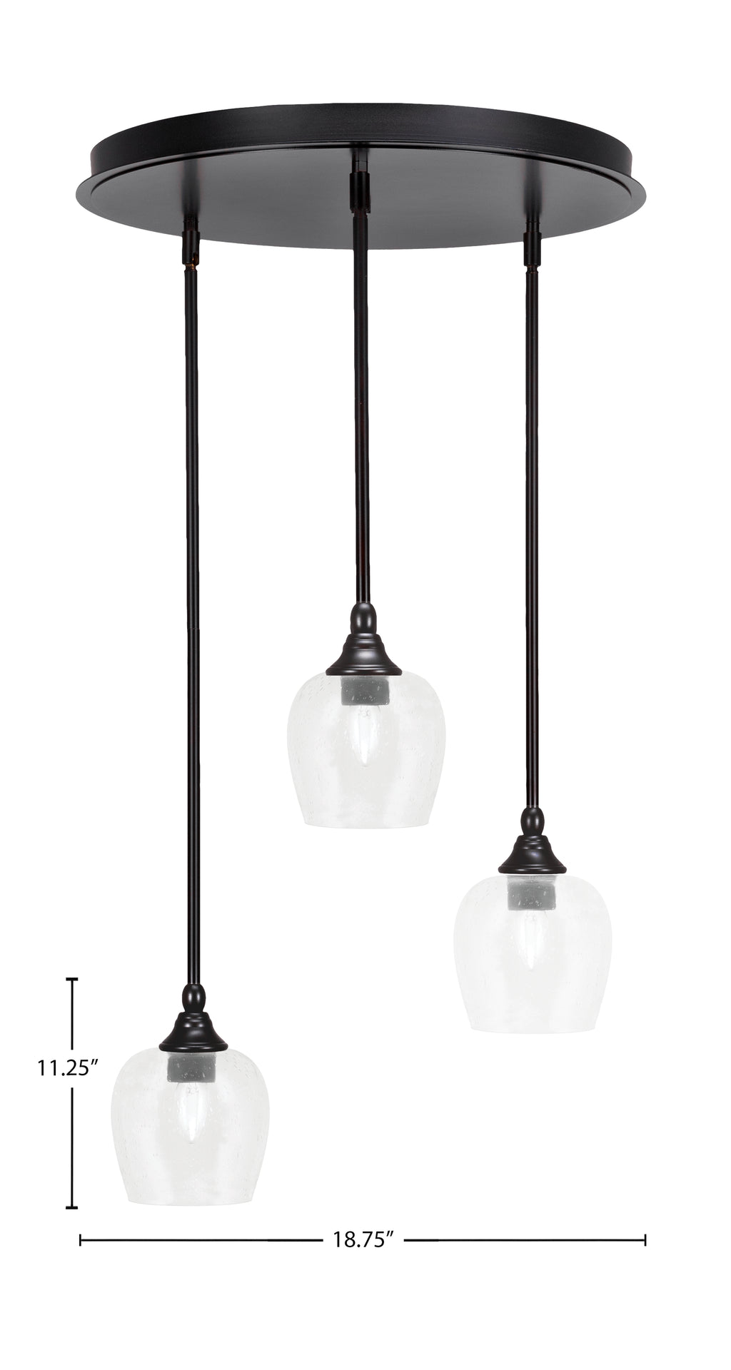 Empire Three Light Pendalier in Espresso with 6" Clear Bubble Shade