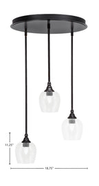 Empire Three Light Pendalier in Espresso with 6" Clear Bubble Shade