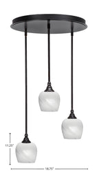 Empire Three Light Pendalier in Espresso with 6" White Marble Shade