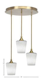 Empire Three Light Pendalier in New Age Brass with 6" White Matrix Shade