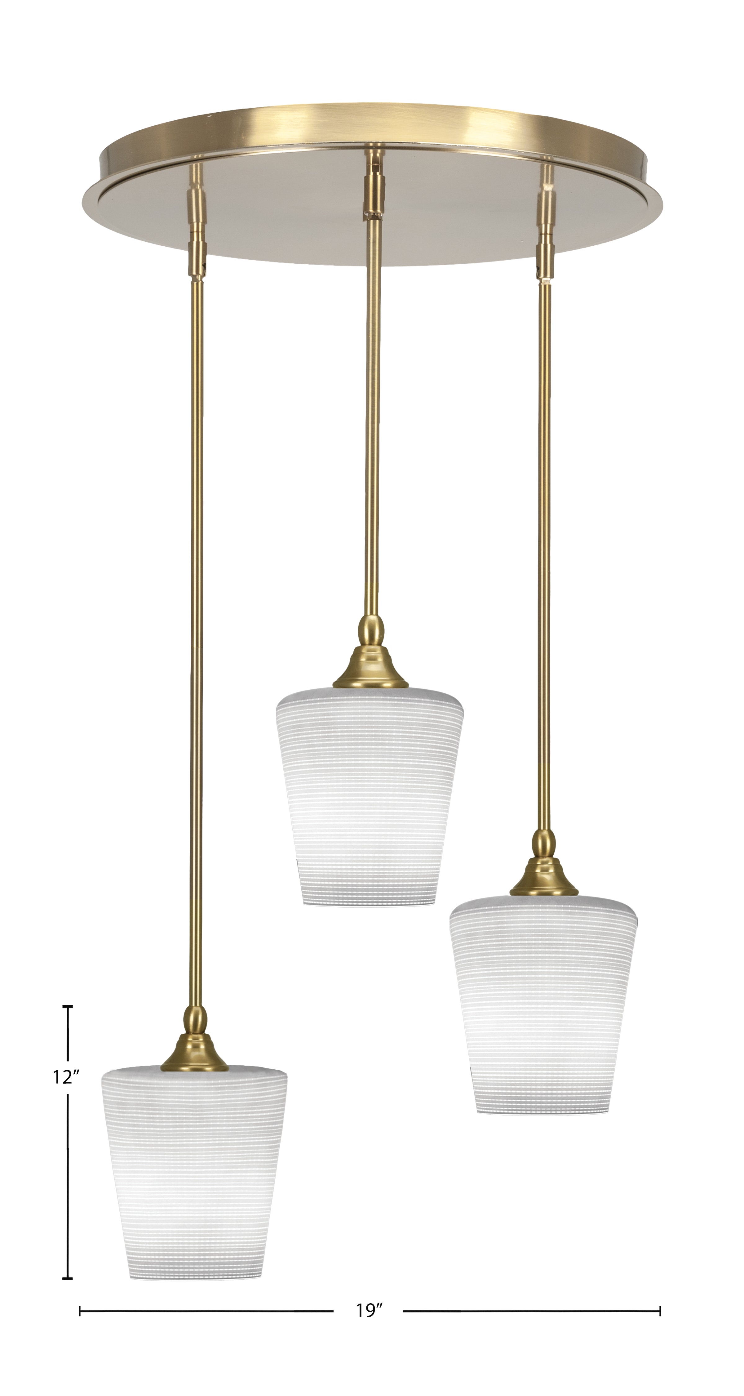 Empire Three Light Pendalier in New Age Brass with 6" White Matrix Shade