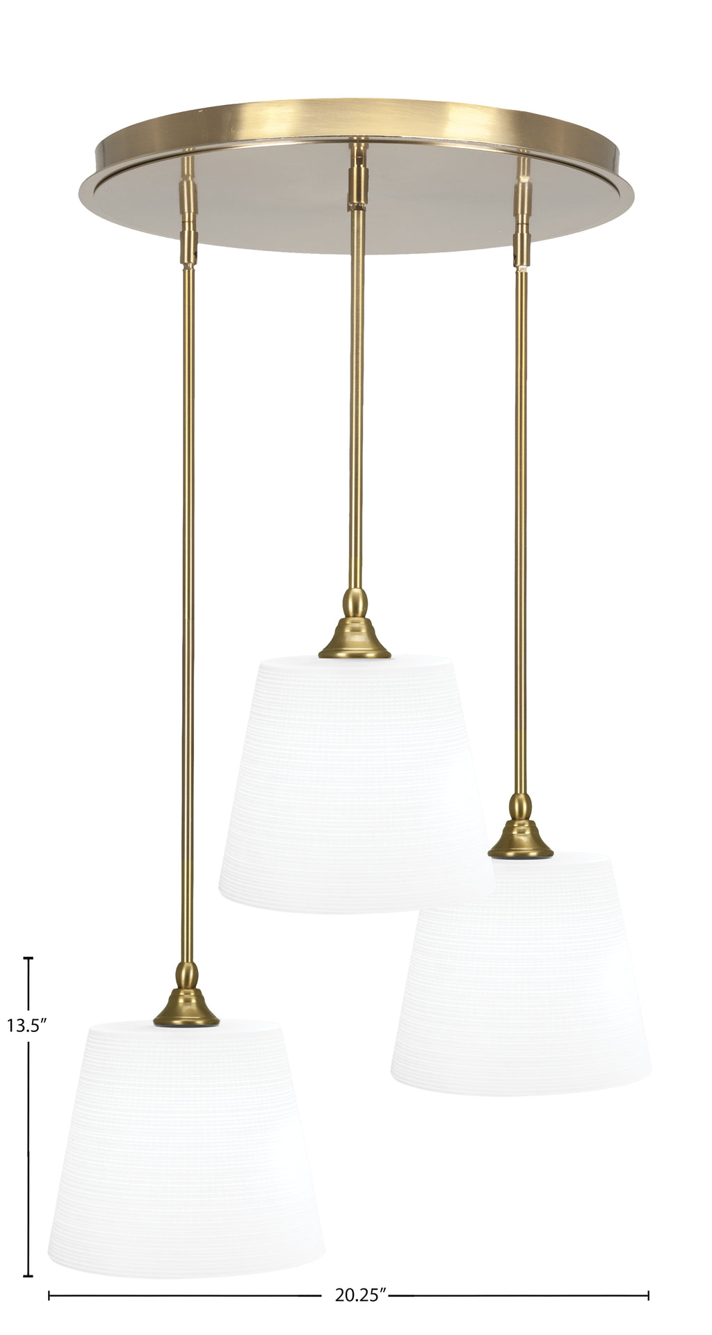 Empire Three Light Pendalier in New Age Brass with 10" White Matrix Shade