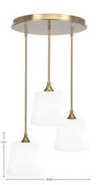 Empire Three Light Pendalier in New Age Brass with 10" White Matrix Shade