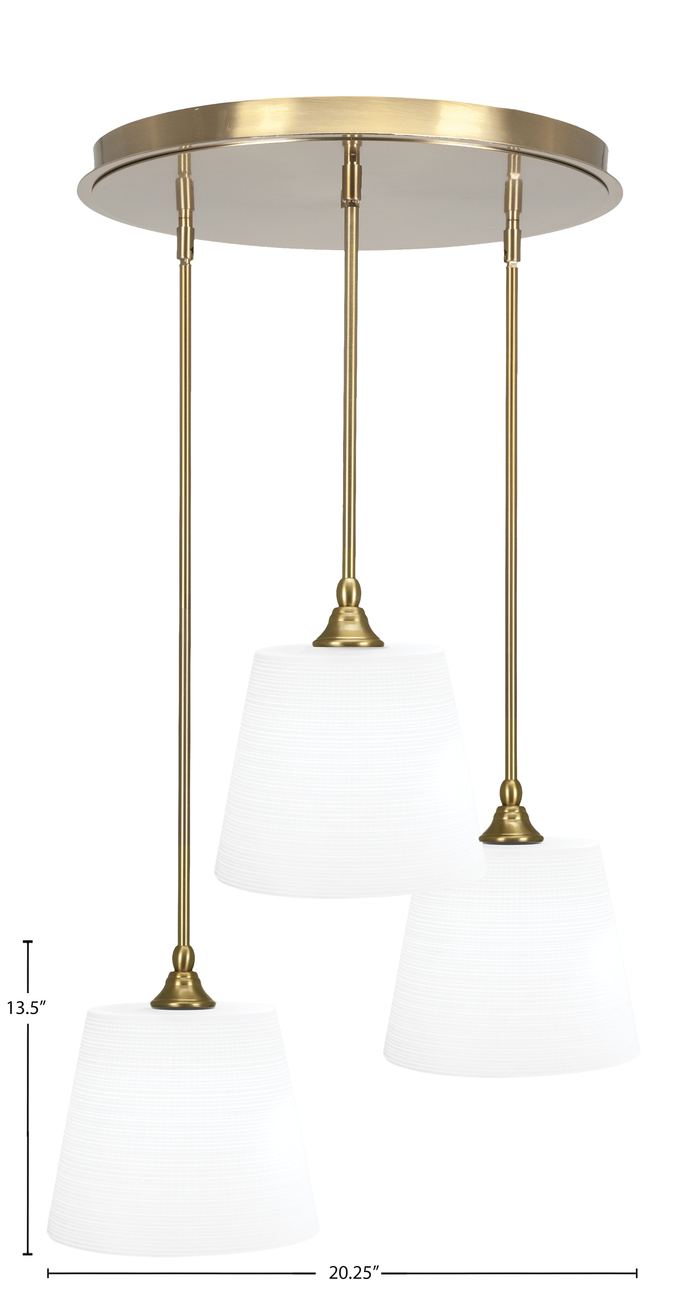 Empire Three Light Pendalier in New Age Brass with 10" White Matrix Shade