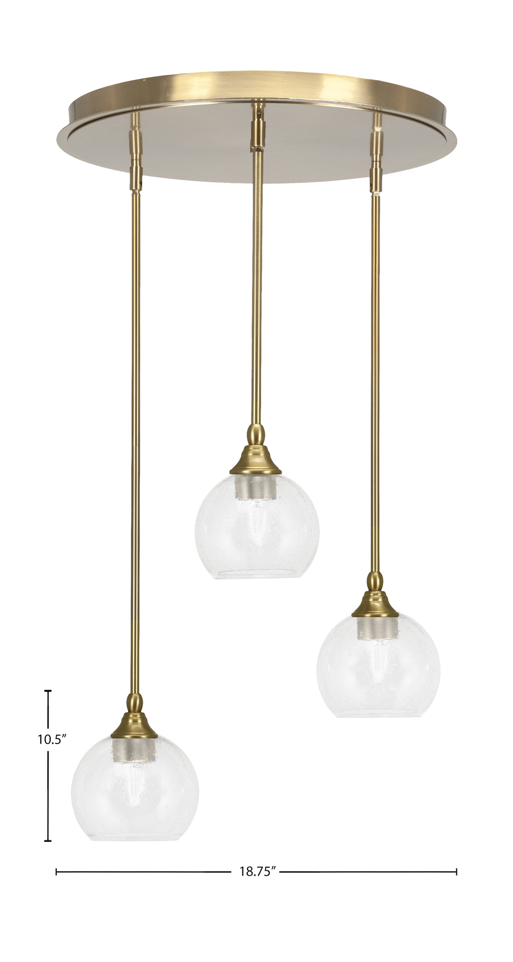 Empire Three Light Pendalier in New Age Brass with 5.75" Clear Bubble Shade