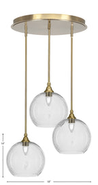 Empire Three Light Pendalier in New Age Brass with 9.5" Clear Bubble Shade