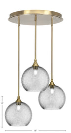 Empire Three Light Pendalier in New Age Brass with 9.5" Smoke Bubble Shade