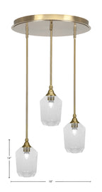 Empire Three Light Pendalier in New Age Brass with 6.25" Clear Bubble Shade
