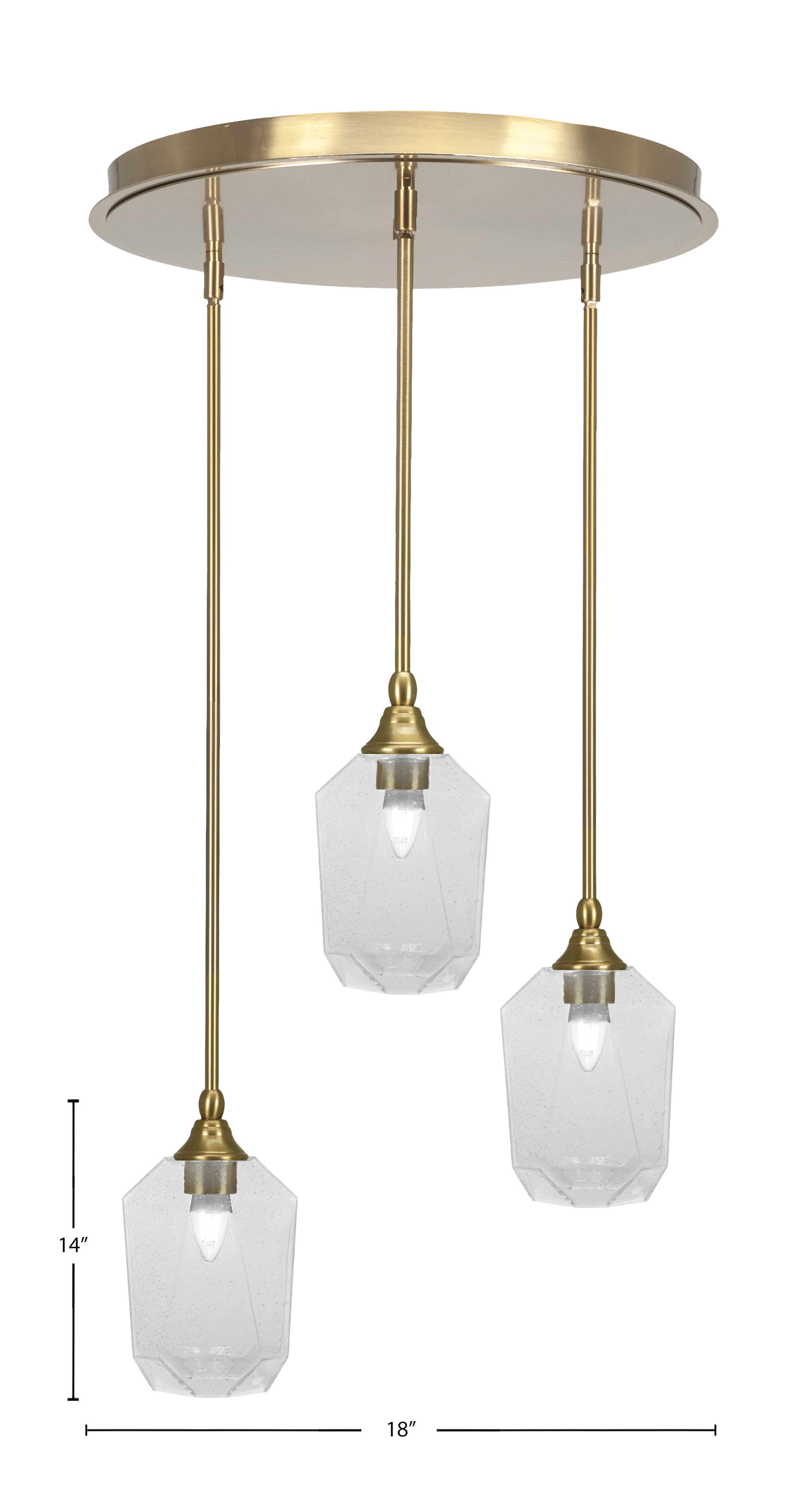 Empire Three Light Pendalier in New Age Brass with 6.25" Clear Bubble Shade