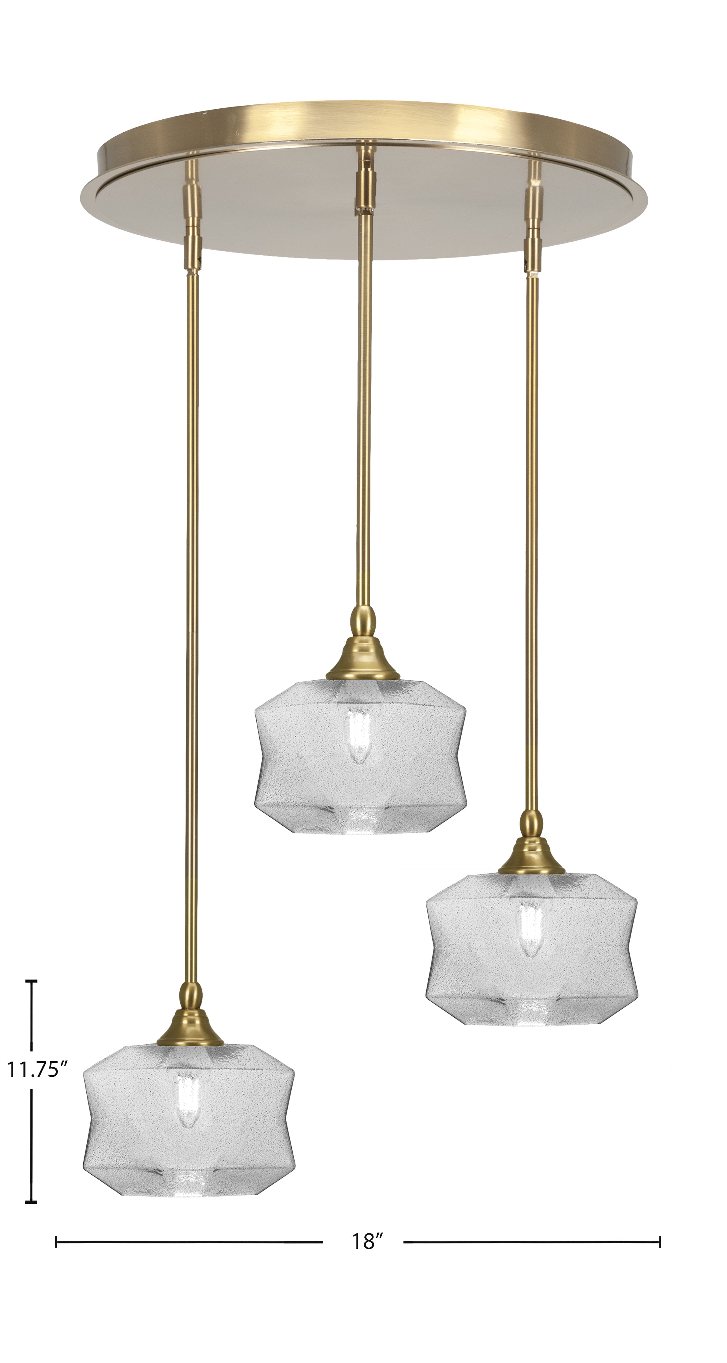 Empire Three Light Pendalier in New Age Brass with 8.75" Smoke Shade