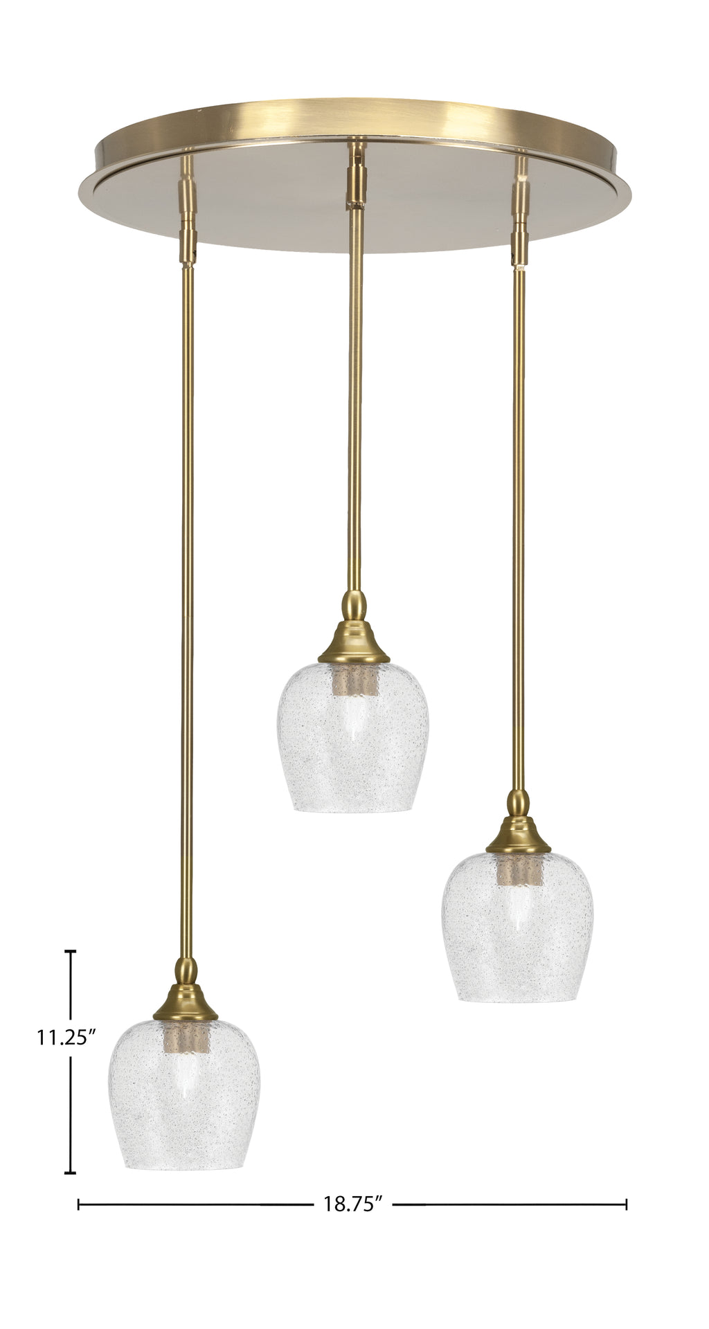 Empire Three Light Pendalier in New Age Brass with 6" Smoke Bubble Shade