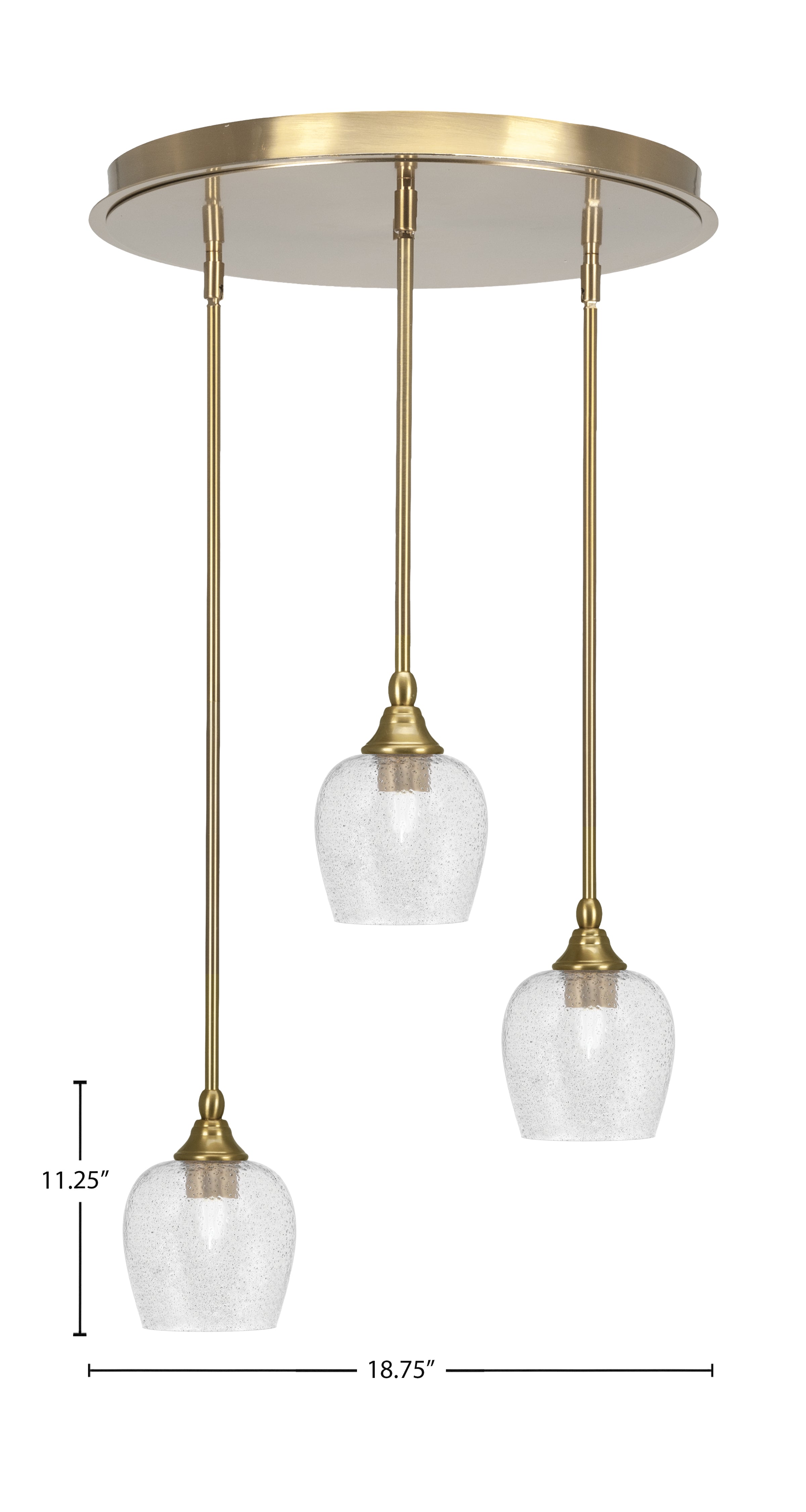 Empire Three Light Pendalier in New Age Brass with 6" Smoke Bubble Shade