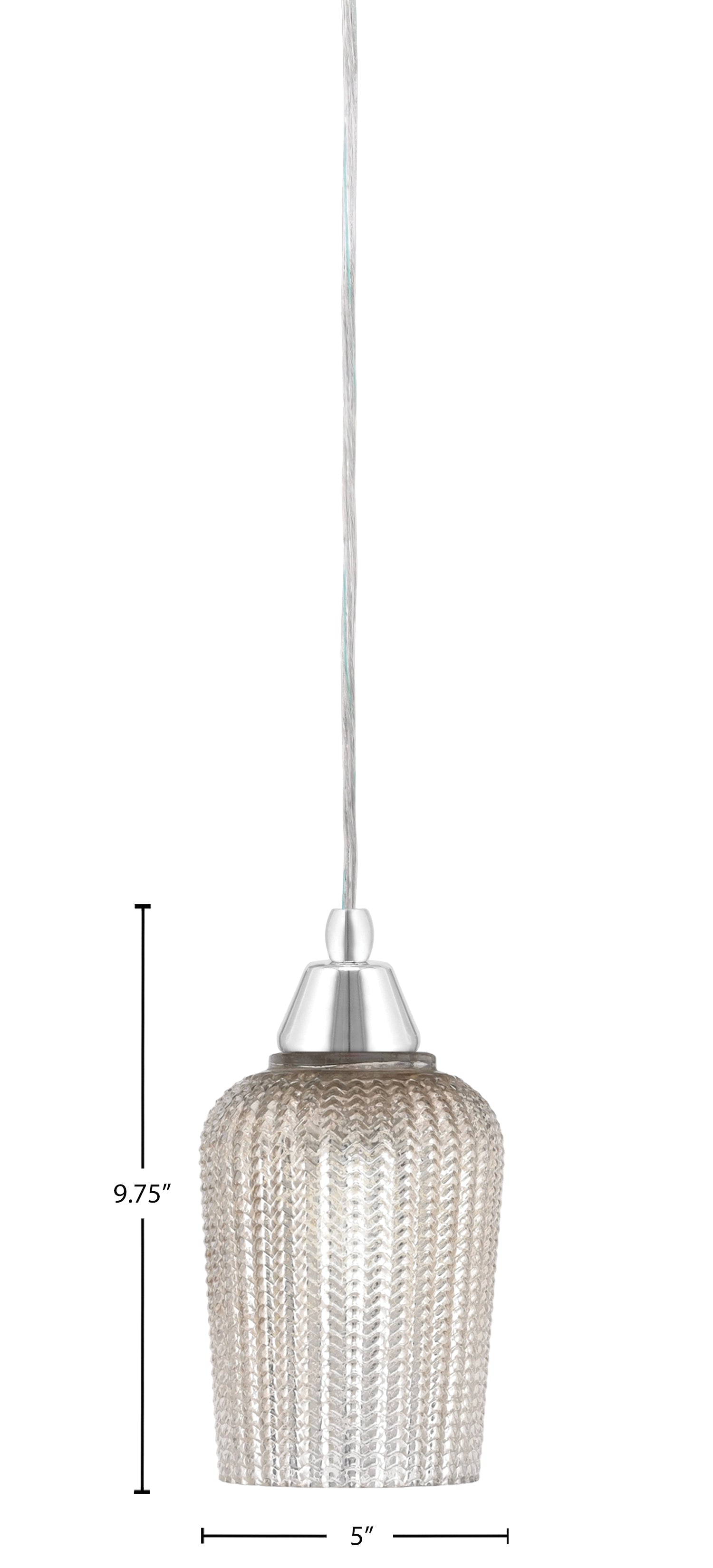 Any One Light Mini Pendant in Chrome with Silver Textured Shade