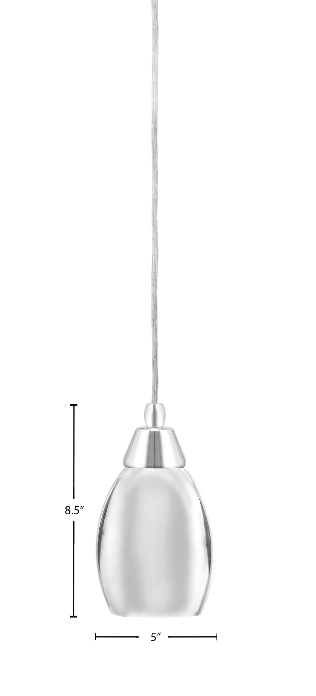 Any One Light Mini Pendant in Chrome with 5" Chrome Oval Metal Shade Shade