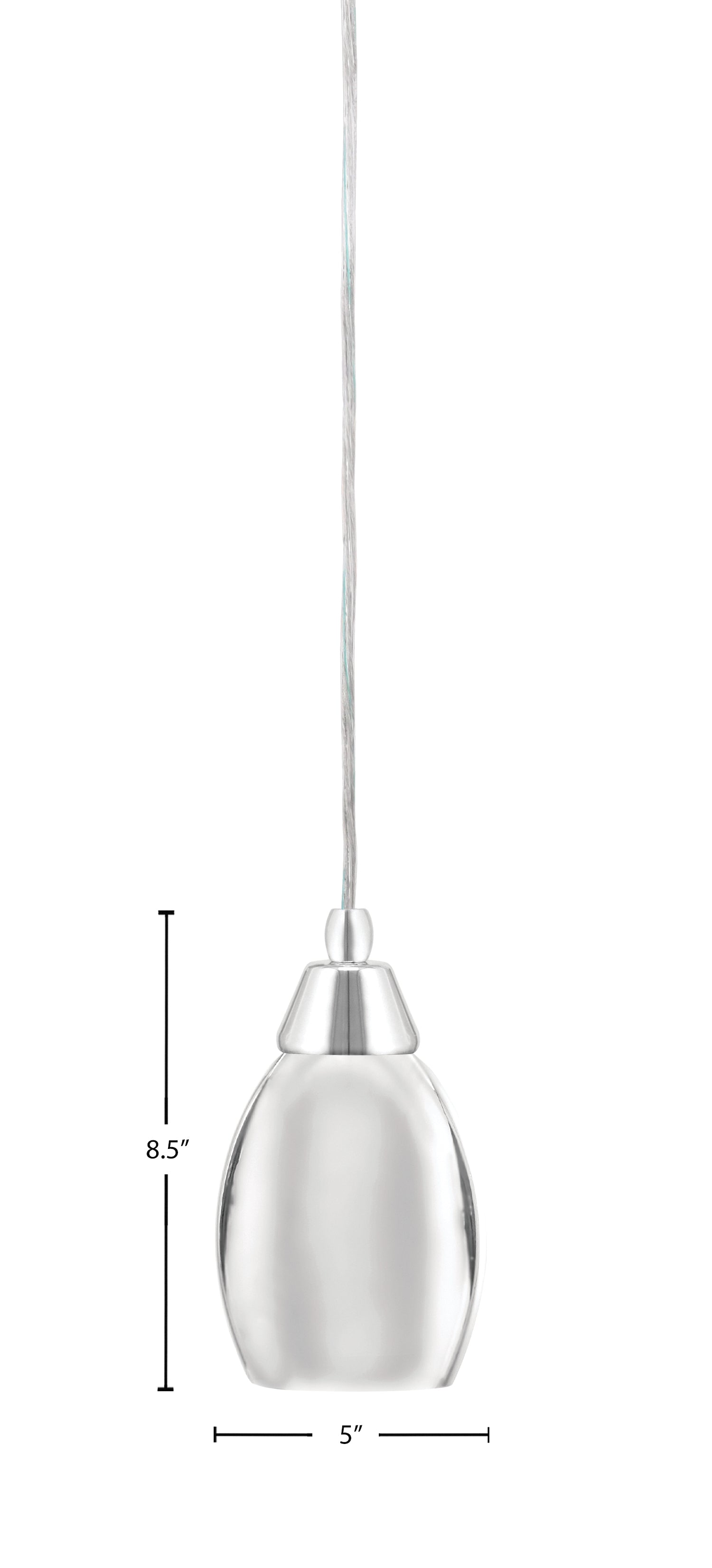 Any One Light Mini Pendant in Chrome with 5" Chrome Oval Metal Shade Shade