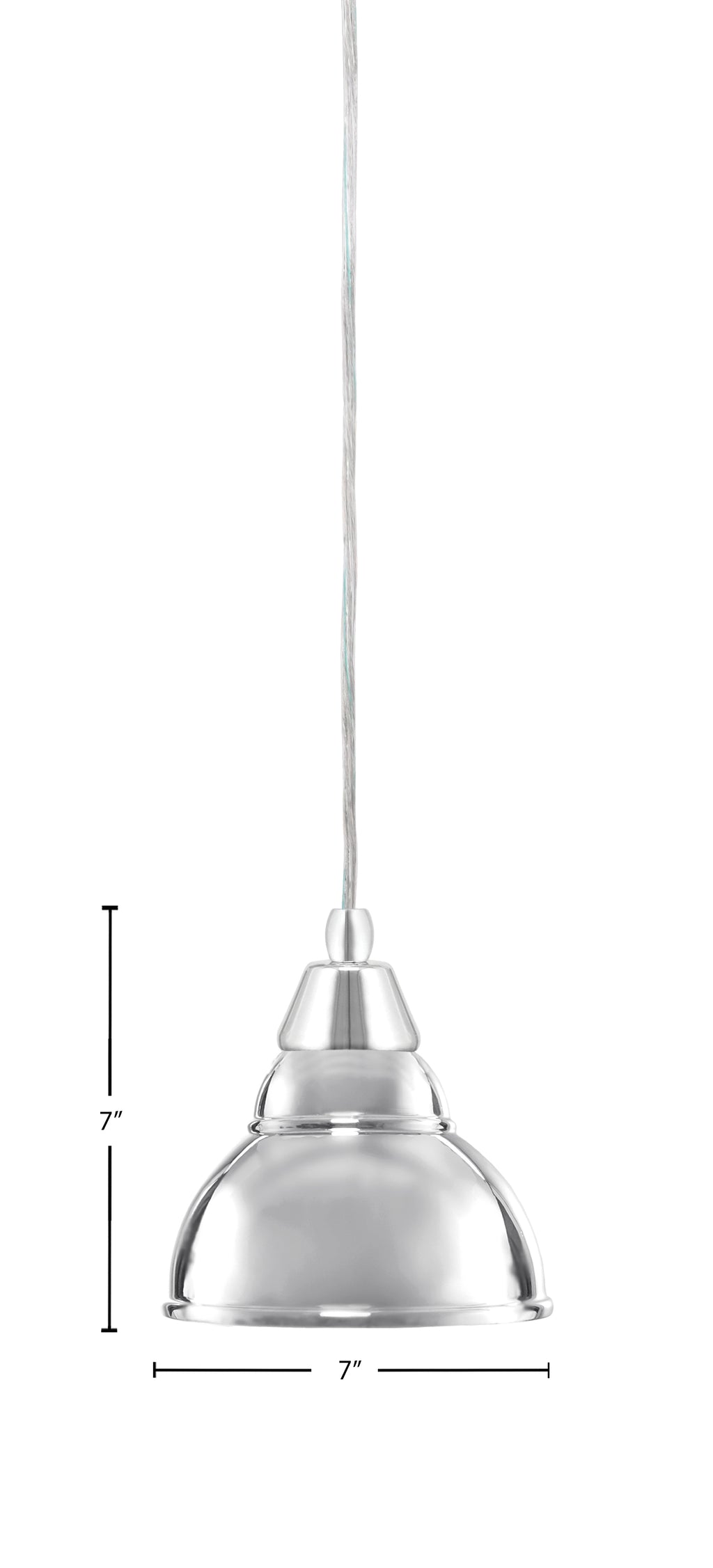 Any One Light Mini Pendant in Chrome with 7" Chrome Double Bubble Metal Shade Shade