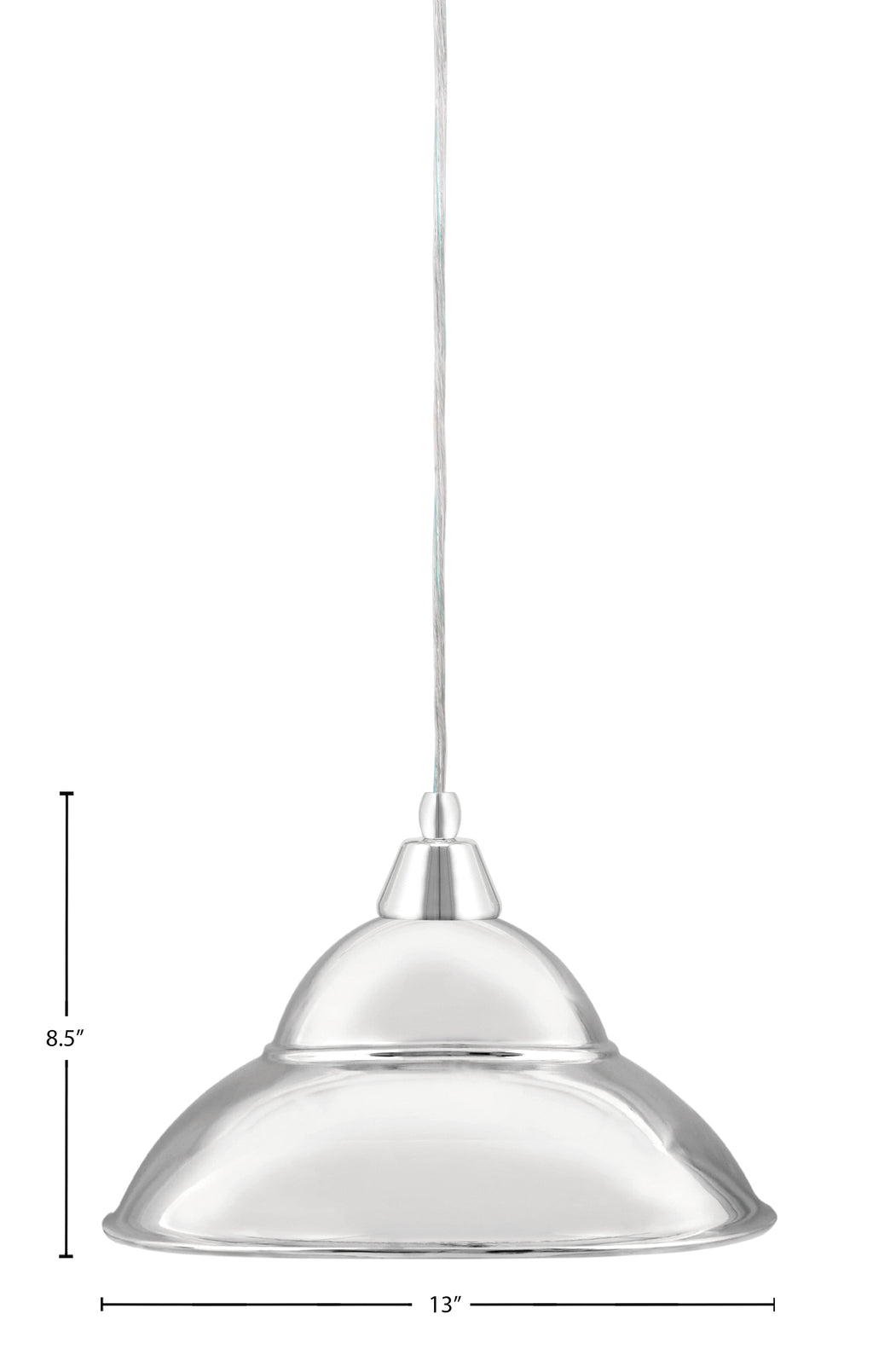 Any One Light Mini Pendant in Chrome with 13" Chrome Double Bubble Metal Shade Shade
