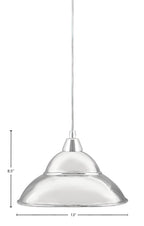 Any One Light Mini Pendant in Chrome with 13" Chrome Double Bubble Metal Shade Shade