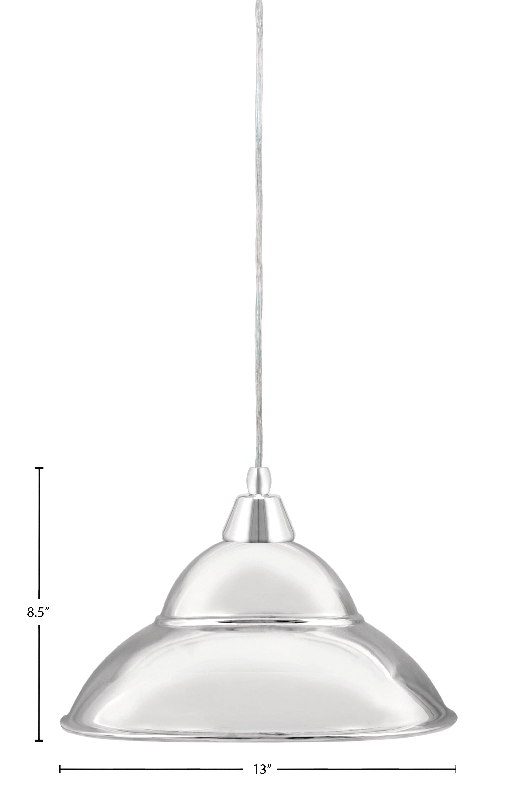 Any One Light Mini Pendant in Chrome with 13" Chrome Double Bubble Metal Shade Shade