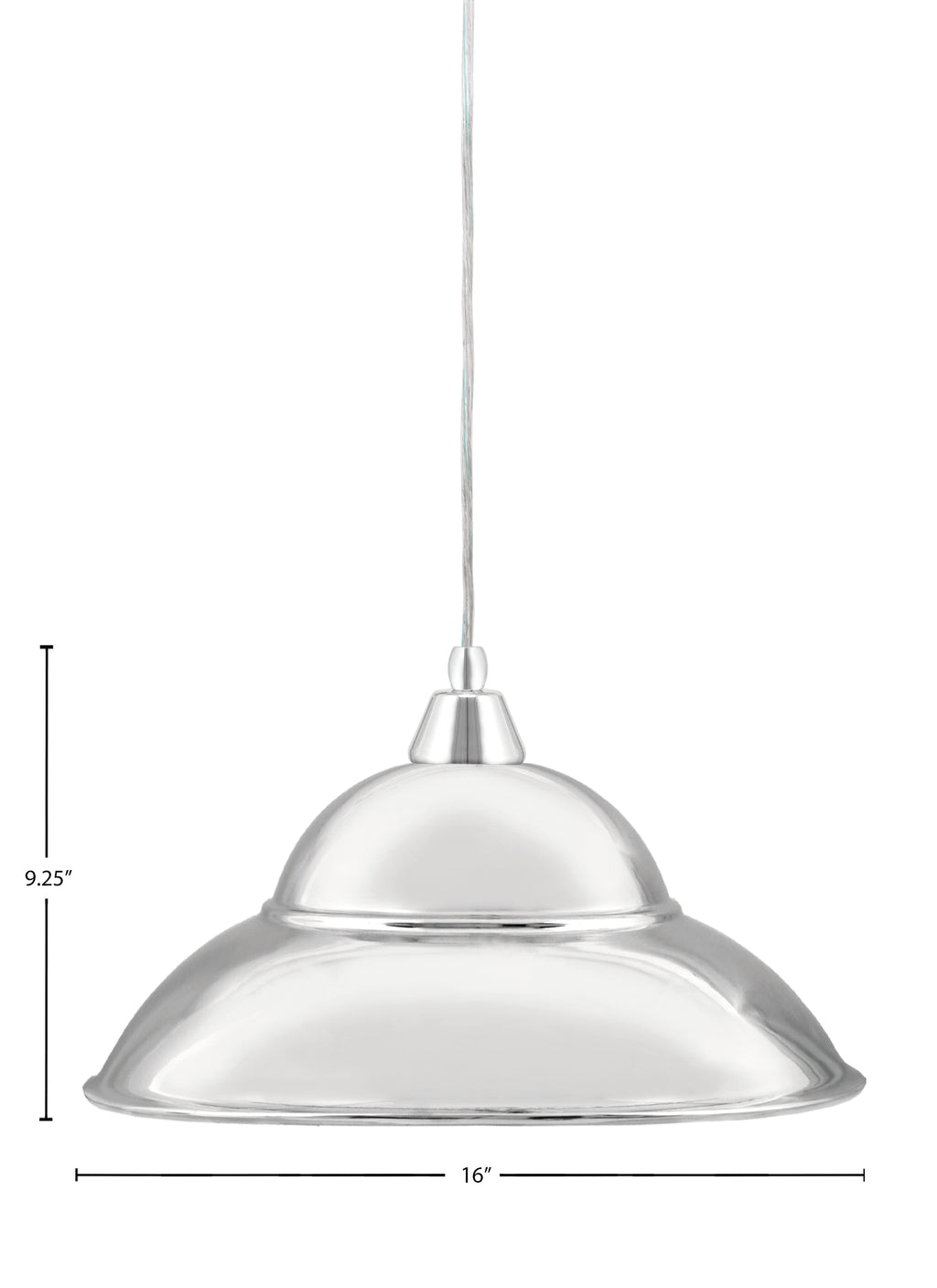 Any One Light Mini Pendant in Chrome with 16" Chrome Double Bubble Metal Shade Shade