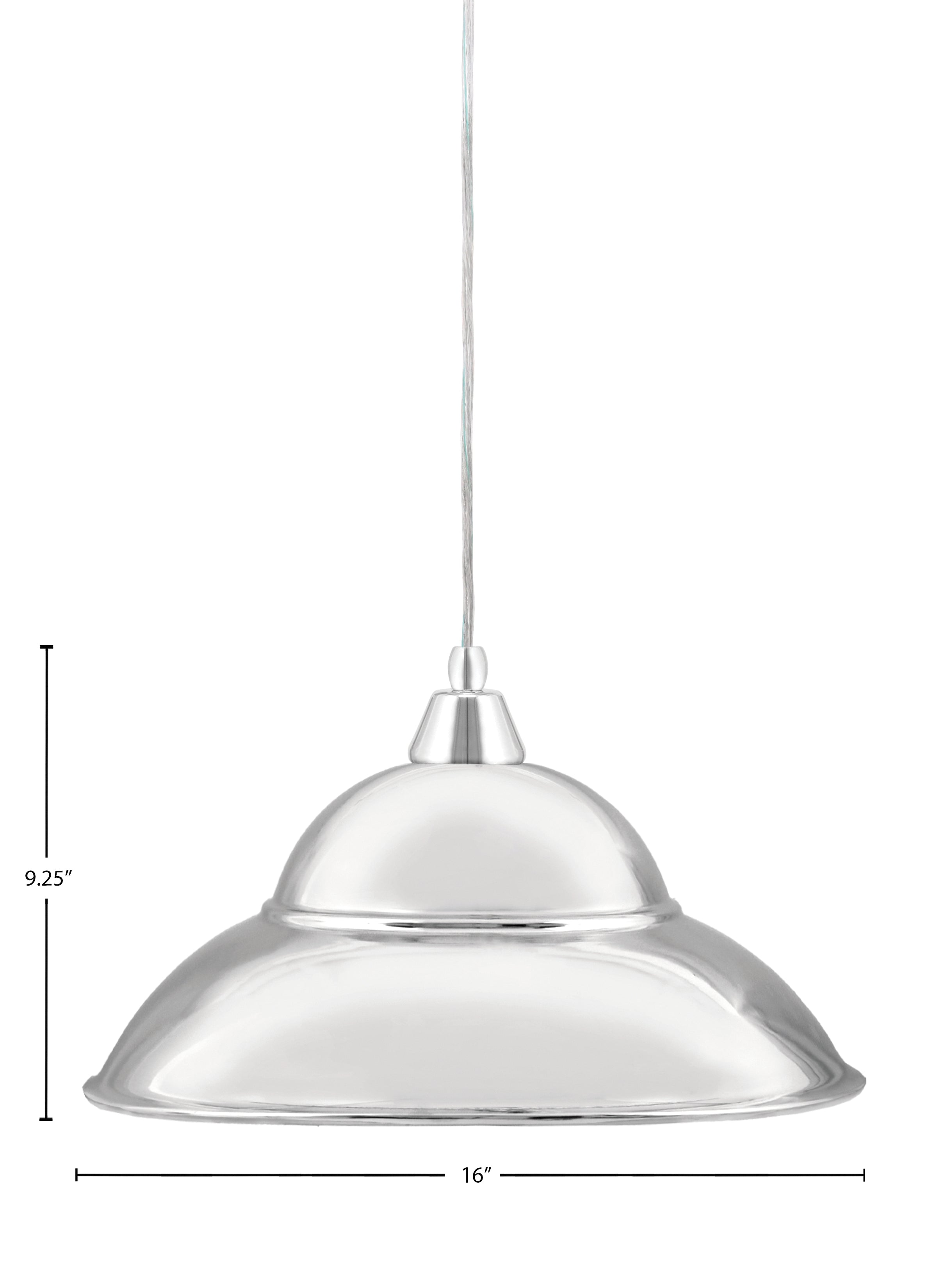 Any One Light Mini Pendant in Chrome with 16" Chrome Double Bubble Metal Shade Shade