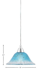 Any One Light Mini Pendant in Chrome with 10" Teal Crystal Shade