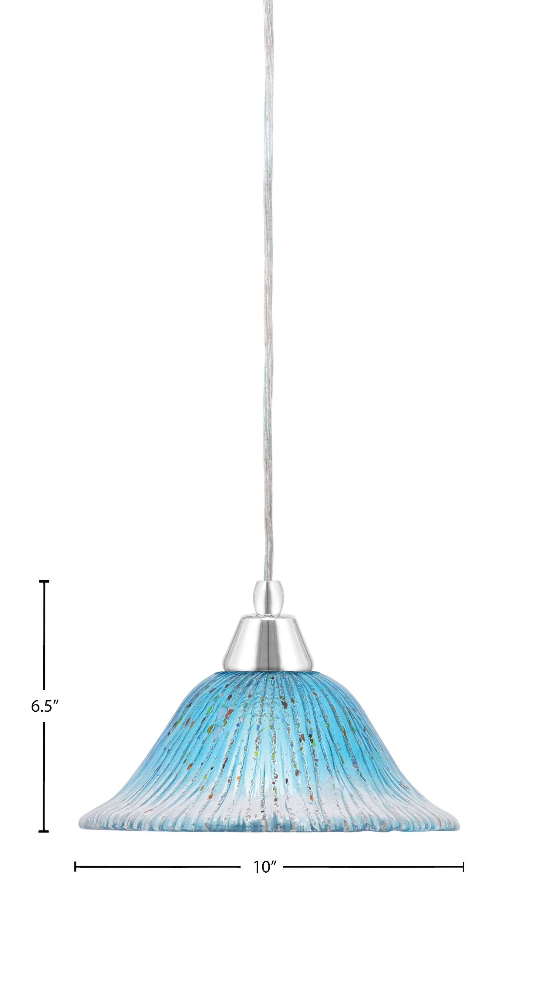 Any One Light Mini Pendant in Chrome with 10" Teal Crystal Shade