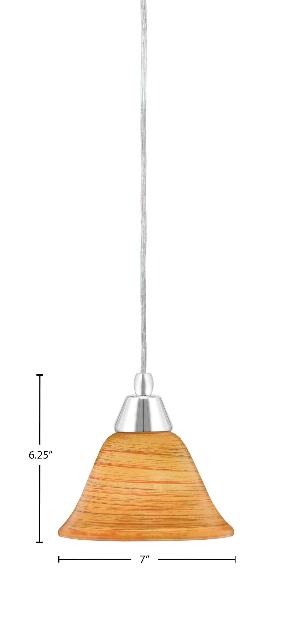 Any One Light Mini Pendant in Chrome with 7" Firré Saturn Shade