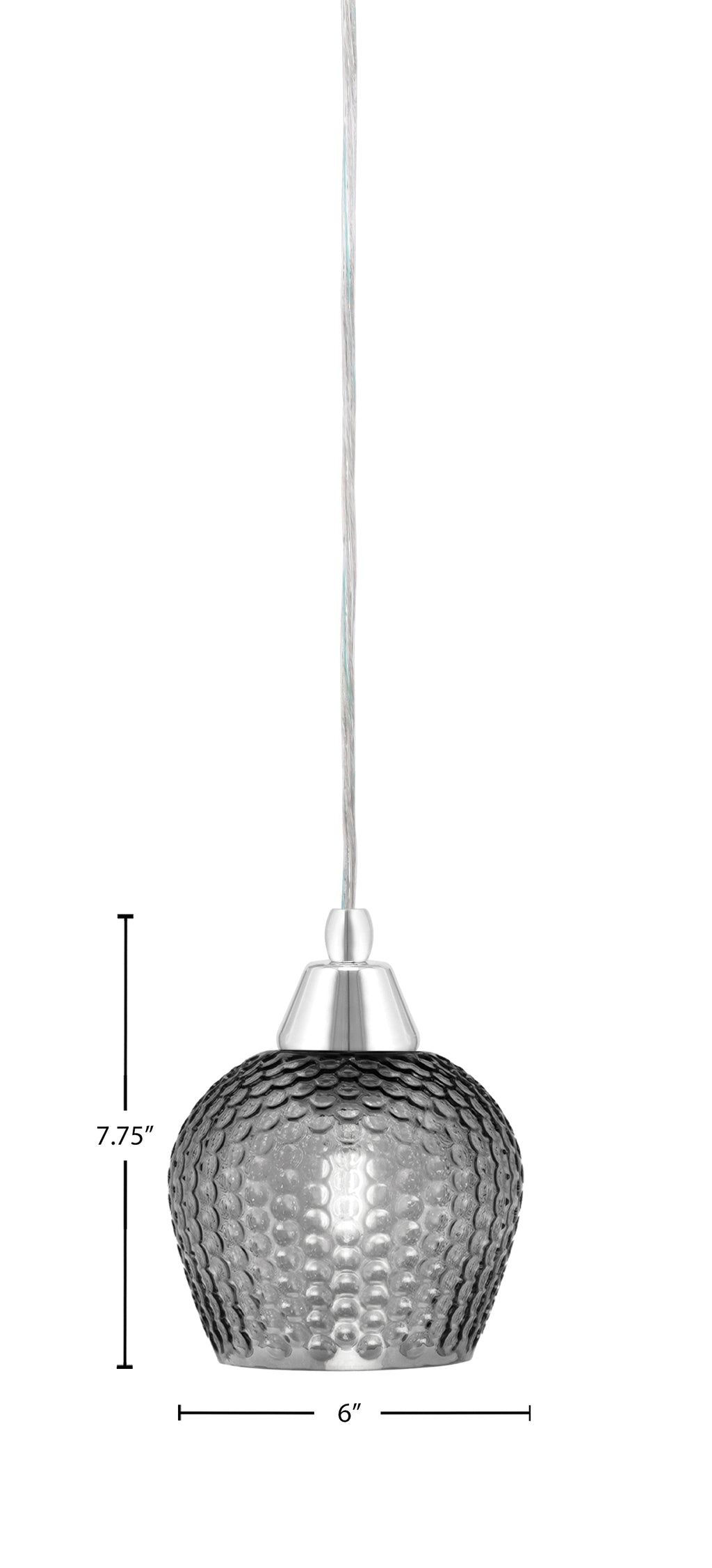 Any One Light Mini Pendant in Chrome with Smoke Textured Shade