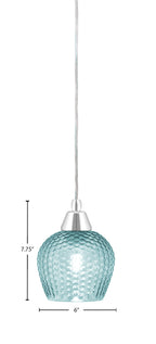 Any One Light Mini Pendant in Chrome with Turquoise Textured Shade
