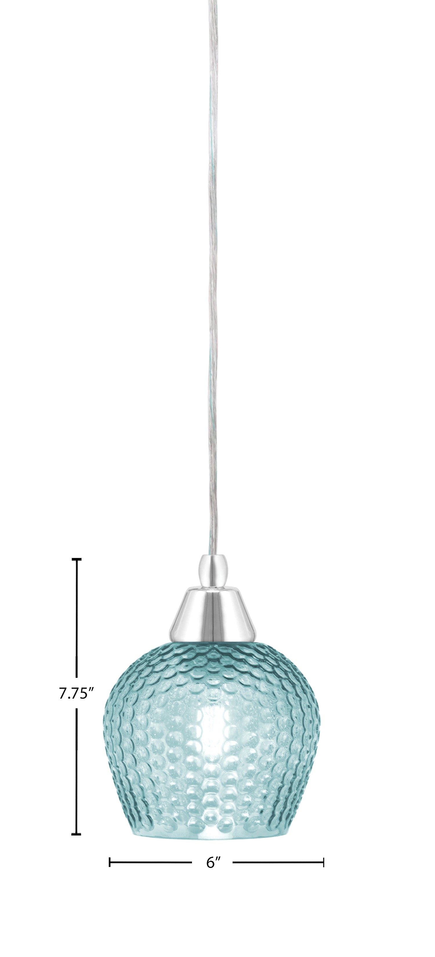 Any One Light Mini Pendant in Chrome with Turquoise Textured Shade