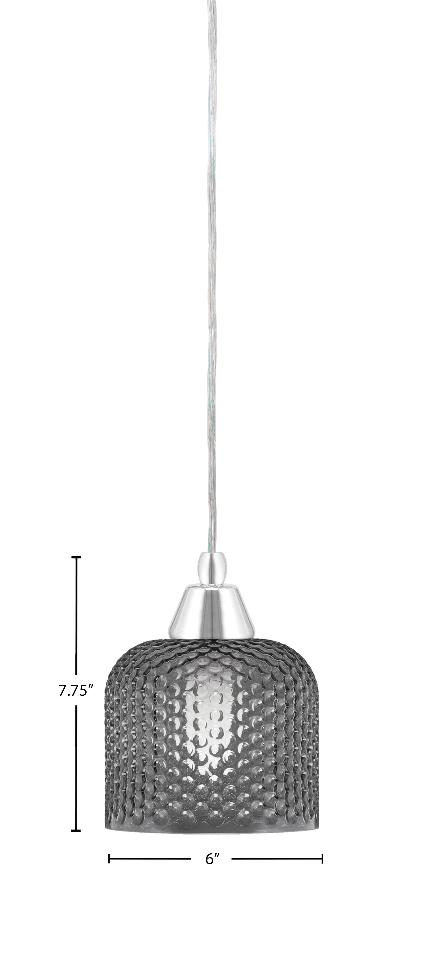 Any One Light Mini Pendant in Chrome with Smoke Textured Shade