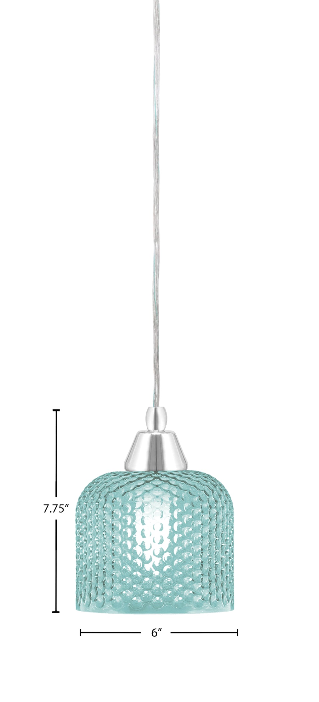 Any One Light Mini Pendant in Chrome with Turquoise Textured Shade