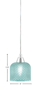 Any One Light Mini Pendant in Chrome with Turquoise Textured Shade