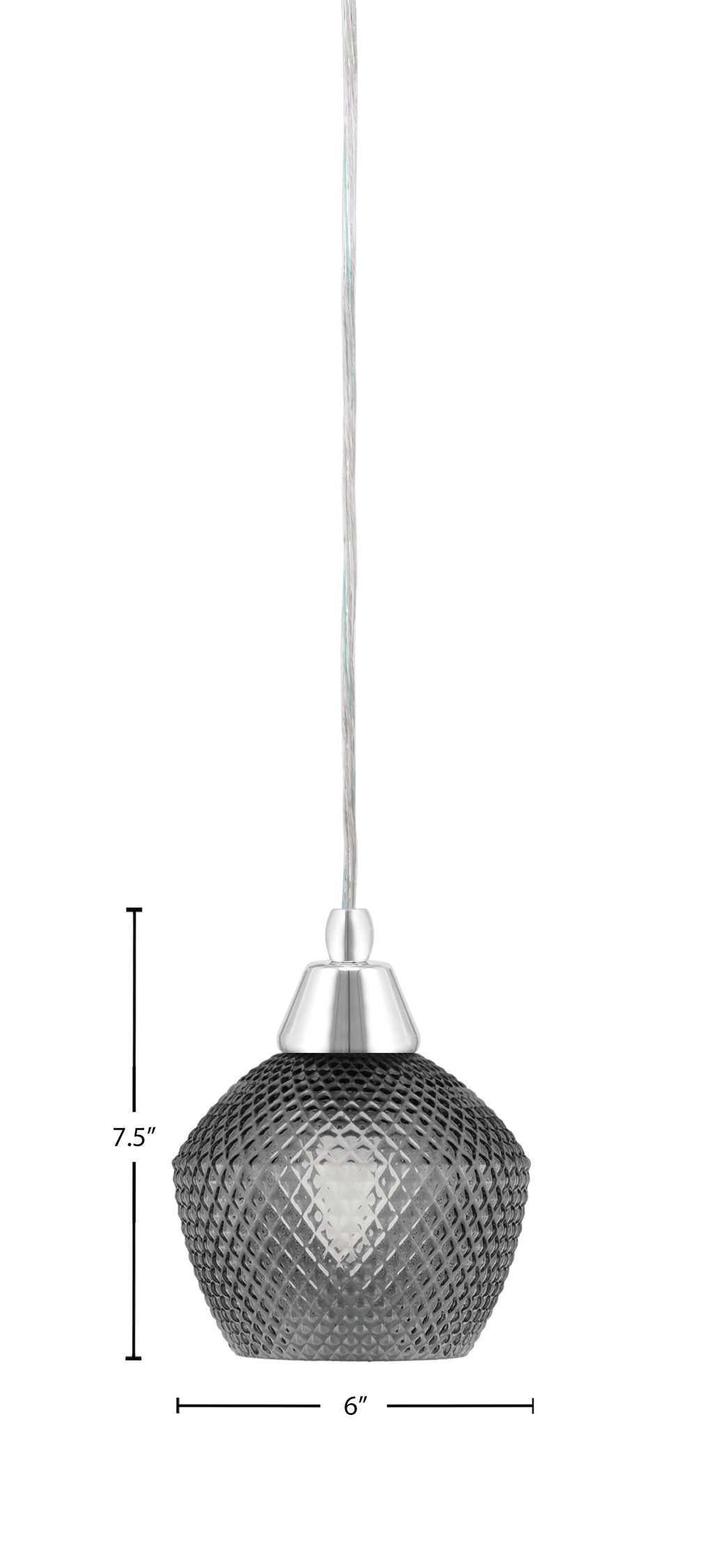 Any One Light Mini Pendant in Chrome with Smoke Textured Shade