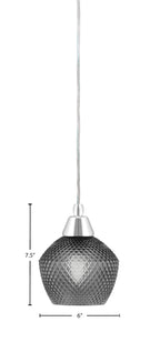 Any One Light Mini Pendant in Chrome with Smoke Textured Shade