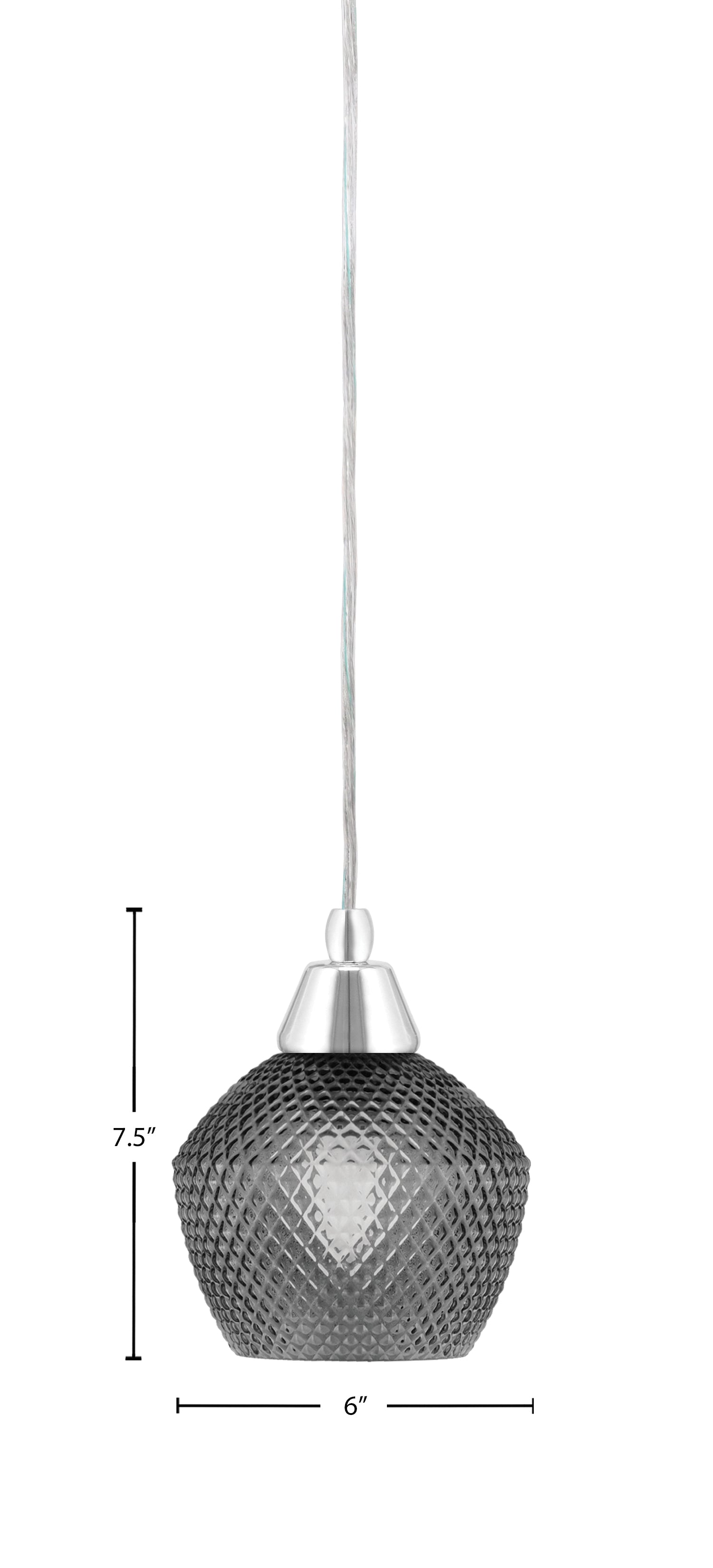 Any One Light Mini Pendant in Chrome with Smoke Textured Shade