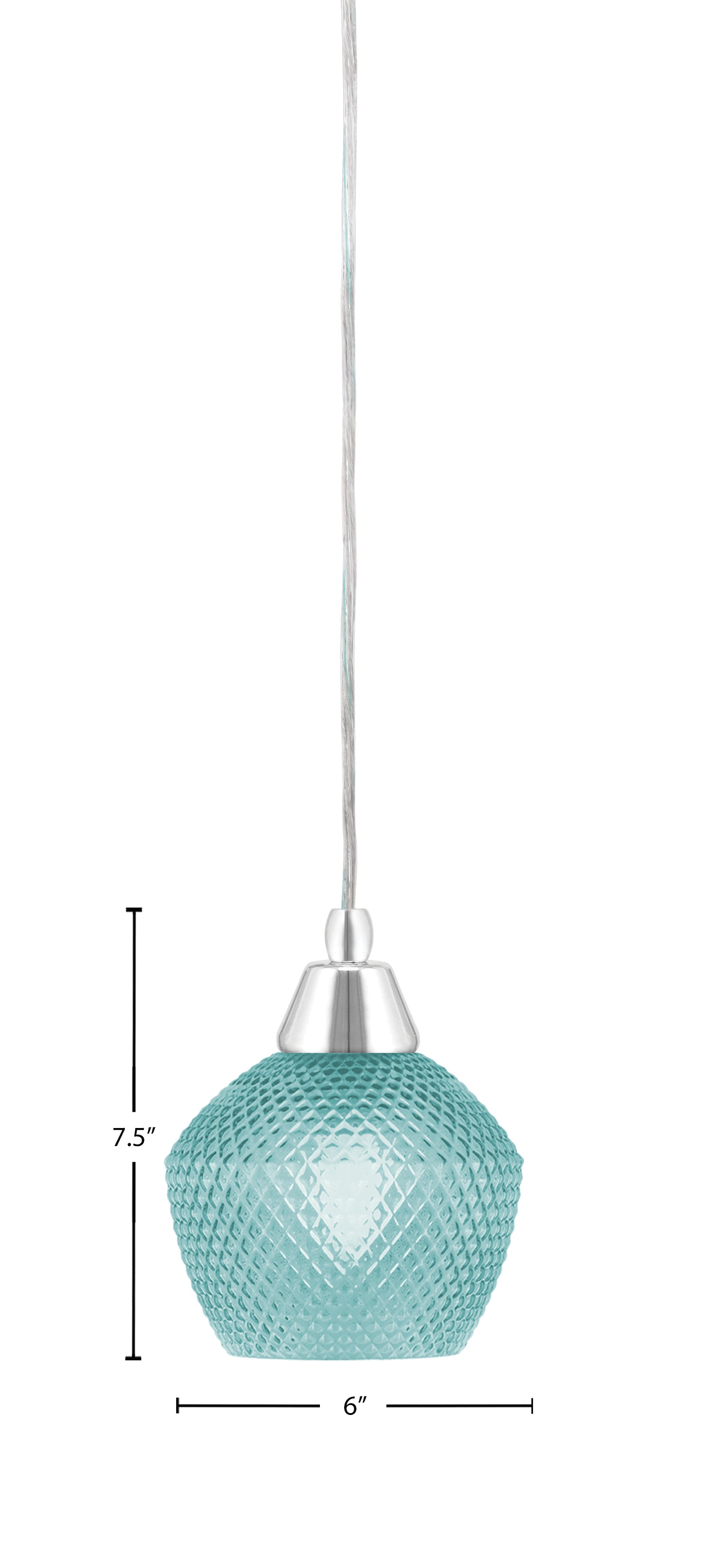 Any One Light Mini Pendant in Chrome with Turquoise Textured Shade