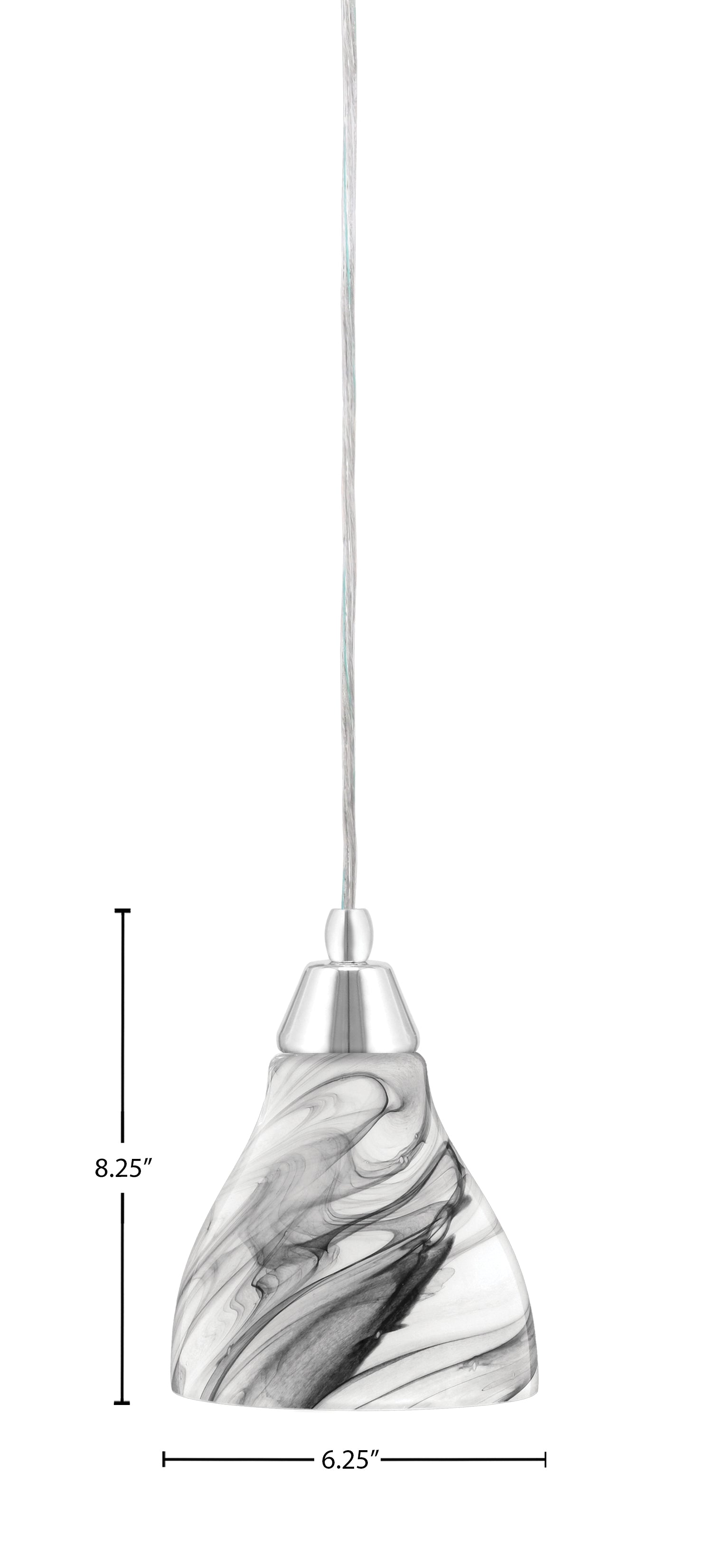Any One Light Mini Pendant in Chrome with Onyx Swirl Shade