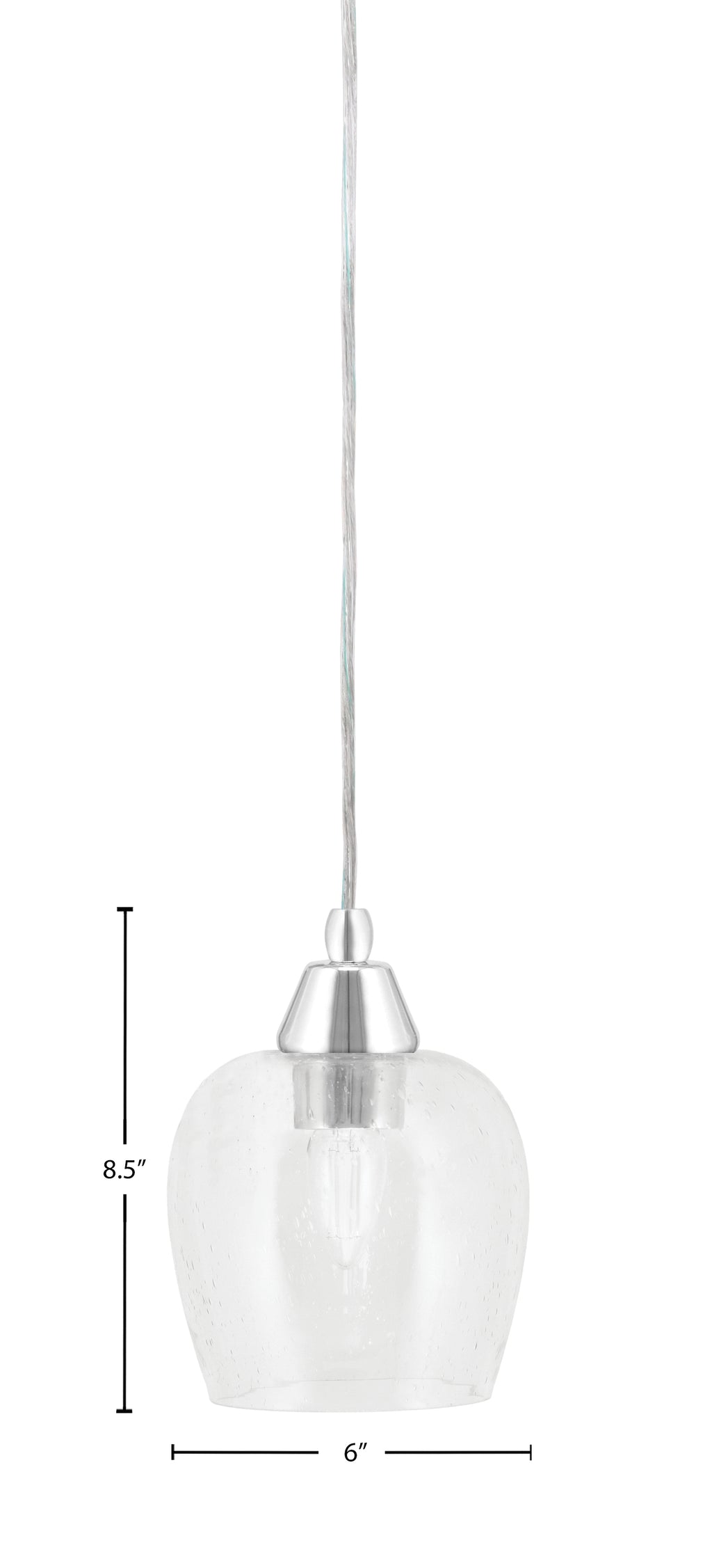 Any One Light Mini Pendant in Chrome with Clear Bubble Shade