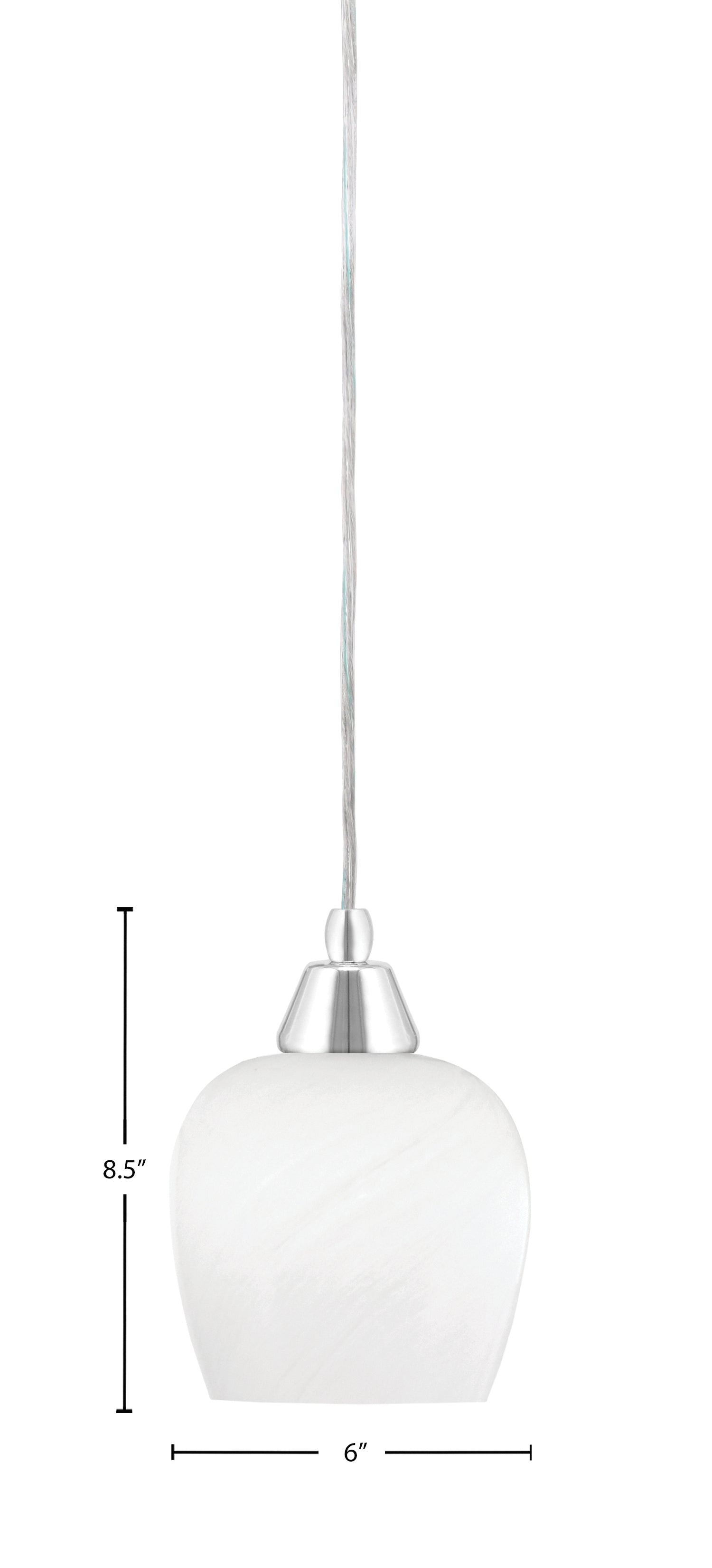 Any One Light Mini Pendant in Chrome with White Marble Shade